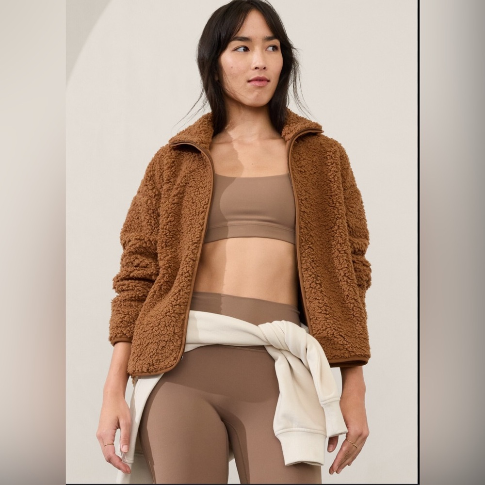 Athleta Pampas Beige Cloud Fleece Full Zip, XL